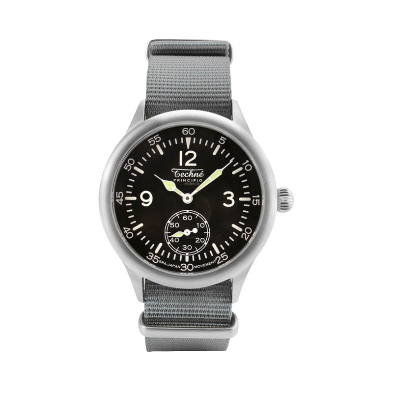 Techne 39.5mm Merlin Quartz Aviator Watch with Grey Strap #246.021
