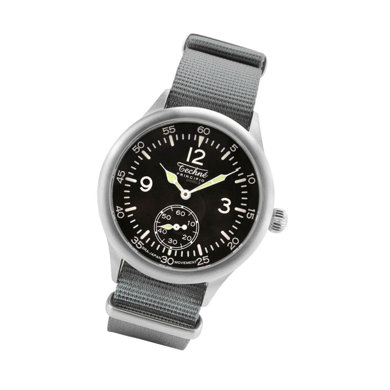 Techne 39.5mm Merlin Quartz Aviator Watch with Grey Strap #246.021