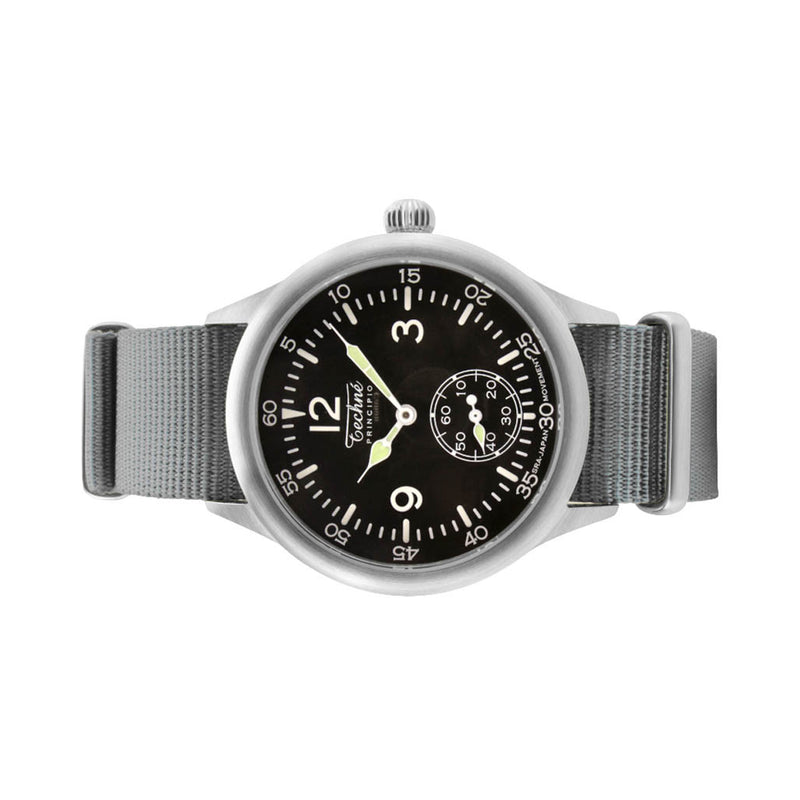 Techne 39.5mm Merlin Quartz Aviator Watch with Grey Strap #246.021
