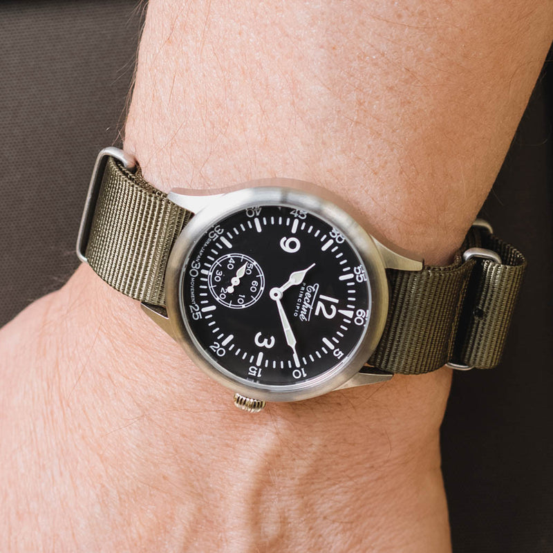 Techne 39.5mm Merlin Quartz Aviator Watch with Olive Green Strap #246.022