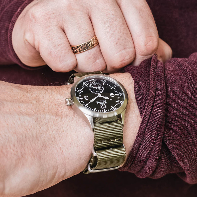 Techne 39.5mm Merlin Quartz Aviator Watch with Olive Green Strap #246.022