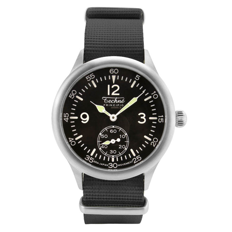 Techne 39.5mm Merlin Quartz Aviator Watch with Black Strap #246.023