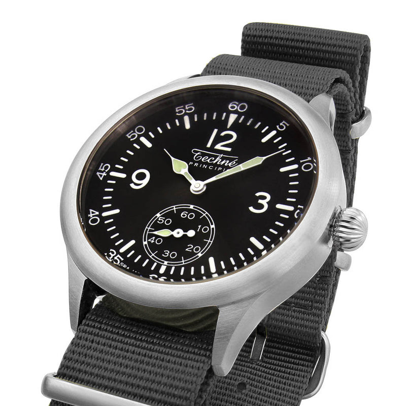 Techne 39.5mm Merlin Quartz Aviator Watch with Black Strap #246.023