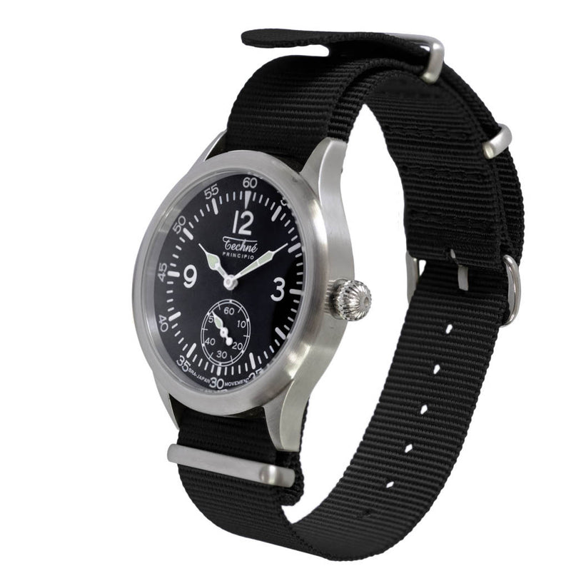 Techne 39.5mm Merlin Quartz Aviator Watch with Black Strap #246.023