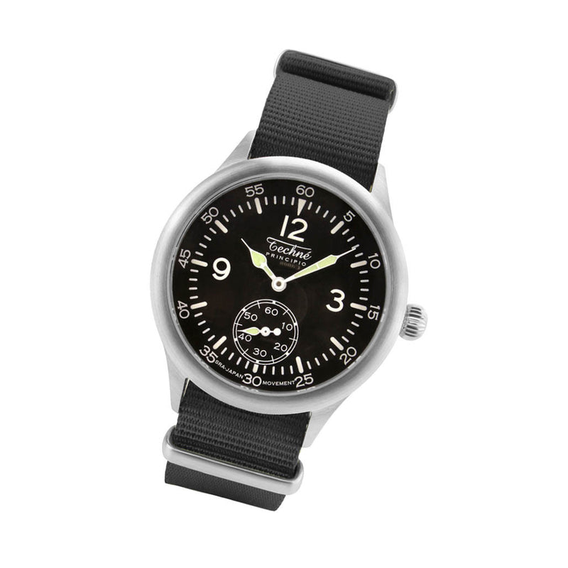Techne 39.5mm Merlin Quartz Aviator Watch with Black Strap #246.023