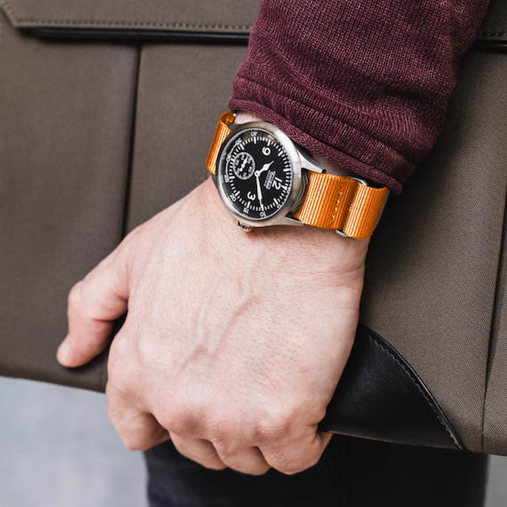 TECHNE Merlin テクネ マーリン ミリタリー ウォッチ ロンジン Techne 39.5mm Merlin Quartz Aviator Watch with Orange Strap