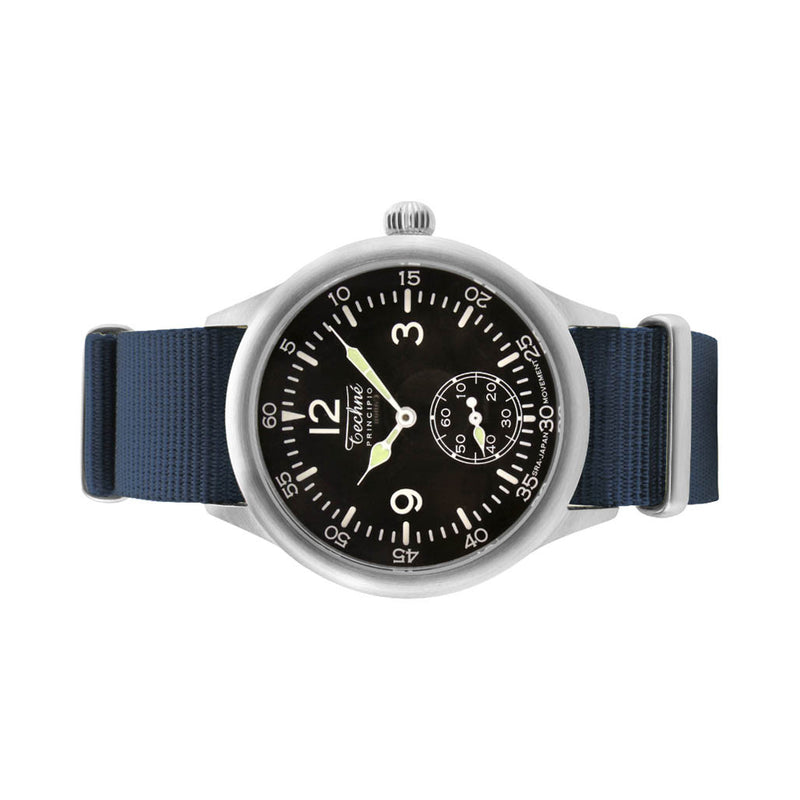 Techne 39.5mm Merlin Quartz Aviator Watch with Navy Blue Strap #246.026