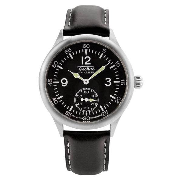 Techne Merlin Quartz Aviator Watch with Black Leather Strap #246.051