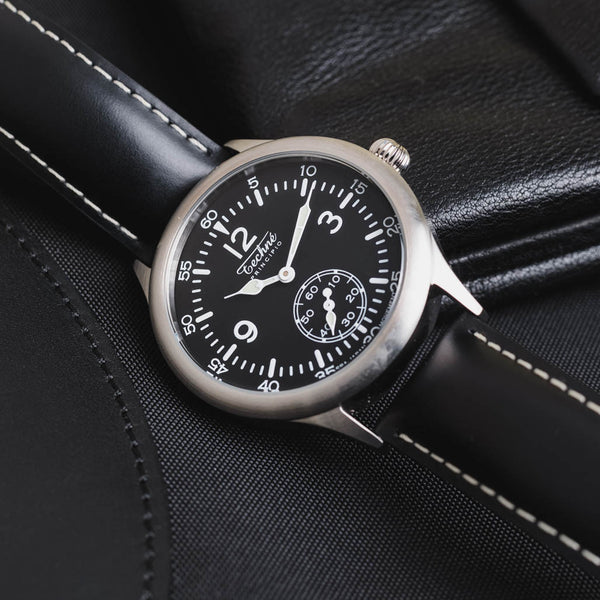 Techne Merlin Quartz Aviator Watch with Black Leather Strap #246.051