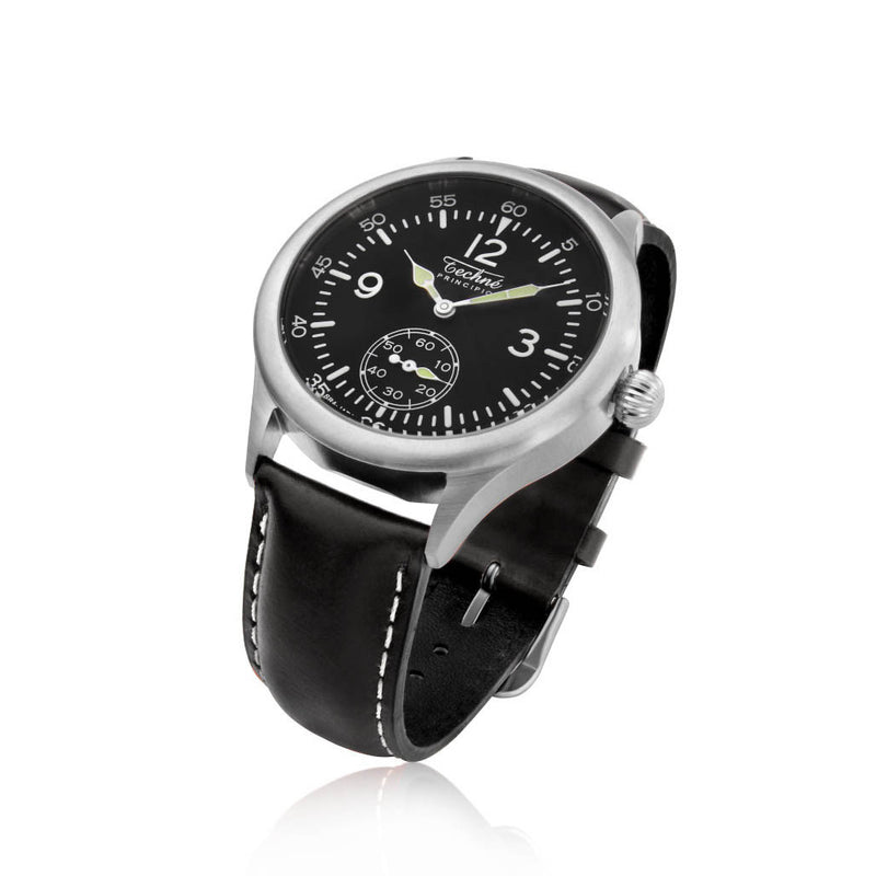 Techne Merlin Quartz Aviator Watch with Black Leather Strap #246.051