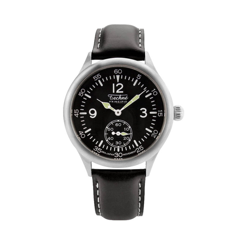 Techne Merlin Quartz Aviator Watch with Black Leather Strap #246.051