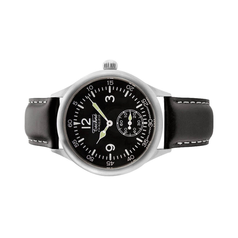 Techne Merlin Quartz Aviator Watch with Black Leather Strap #246.051