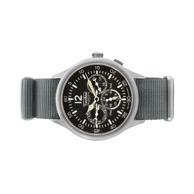 Techne 39.5mm Merlin Quartz TwinTime Watch with Grey Strap #296.021