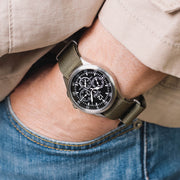 Techne 39.5mm Merlin Quartz TwinTime Watch with Olive Green Strap #296.022