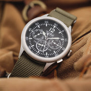 Techne 39.5mm Merlin Quartz TwinTime Watch with Olive Green Strap #296.022