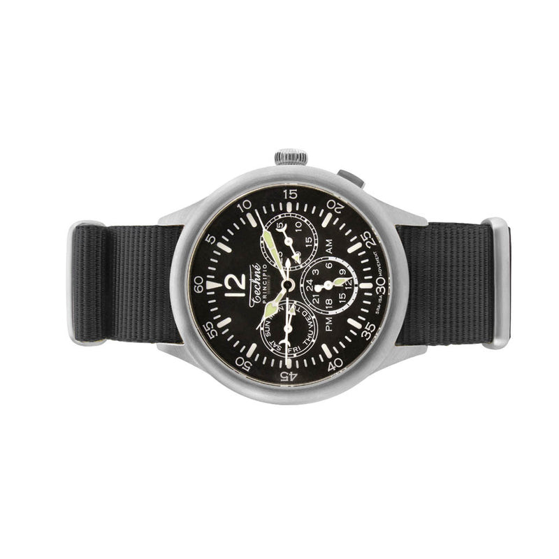 Techne 39.5mm Merlin Quartz TwinTime Watch with Black Strap #296.023