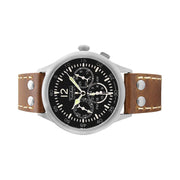 Techne 39.5mm Merlin Quartz TwinTime Watch with Riveted Chestnut Strap #296.042