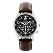 Techne 39.5mm Merlin Quartz Dual Time Watch with Chestnut Leather Strap #296.052