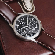 Techne 39.5mm Merlin Quartz Dual Time Watch with Chestnut Leather Strap #296.052