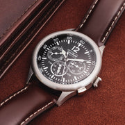 Techne 39.5mm Merlin Quartz Dual Time Watch with Chestnut Leather Strap #296.052