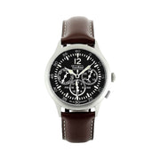 Techne 39.5mm Merlin Quartz Dual Time Watch with Chestnut Leather Strap #296.052