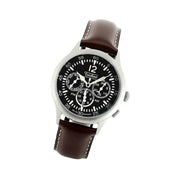 Techne 39.5mm Merlin Quartz Dual Time Watch with Chestnut Leather Strap #296.052