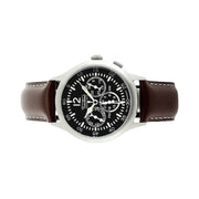 Techne 39.5mm Merlin Quartz Dual Time Watch with Chestnut Leather Strap #296.052