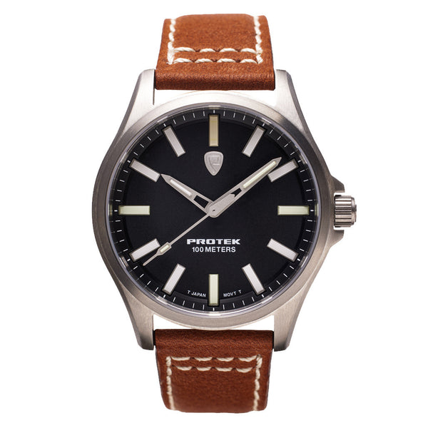 Protek Titanium Field Watch 3000 Series with Tritium T100 Tubes and Black Dial #PT3001 zoom