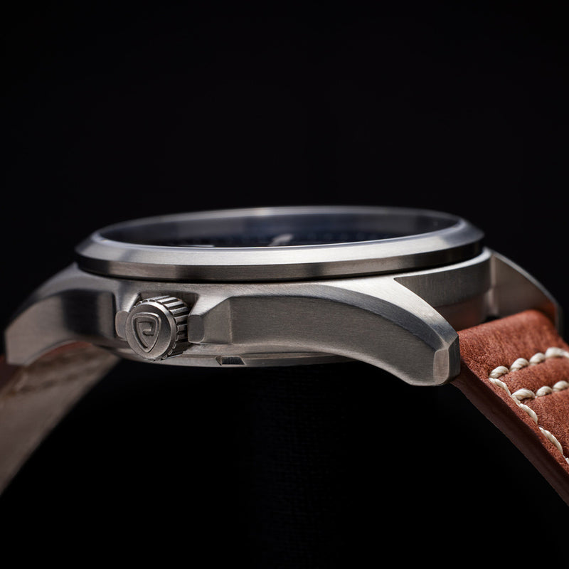 Protek Titanium Field Watch 3000 Series with Tritium T100 Tubes and Black Dial #PT3001 crown