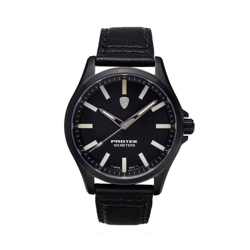 Protek IP Black Titanium Field Watch 3000 Series with Tritium T100 Tubes and Black Dial #PT3002
