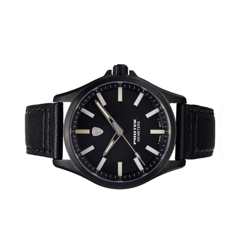 Protek IP Black Titanium Field Watch 3000 Series with Tritium T100 Tubes and Black Dial #PT3002 side