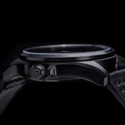 Protek IP Black Titanium Field Watch 3000 Series with Tritium T100 Tubes and Black Dial #PT3002 crown