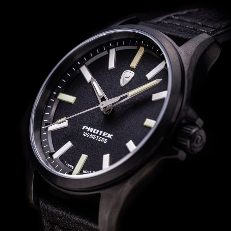 Protek IP Black Titanium Field Watch 3000 Series with Tritium T100 Tubes and Black Dial #PT3002 lifestyle
