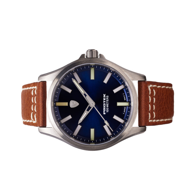 Protek Titanium Field Watch 3000 Series with Tritium T100 Tubes and Blue Dial #PT3003 side
