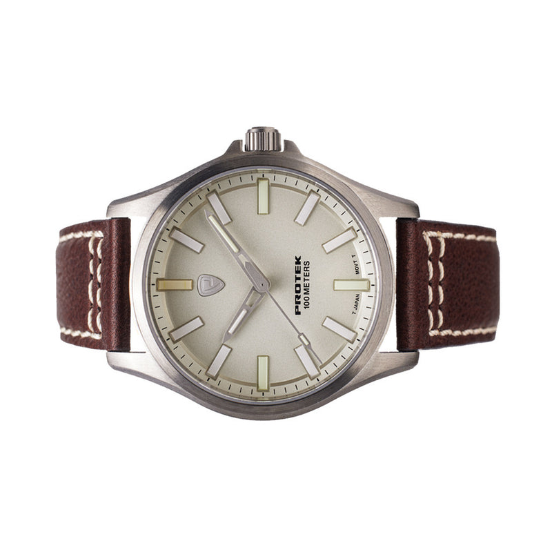 Protek Titanium Field Watch 3000 Series with Tritium T100 Tubes and Ivory Dial #PT3004 side