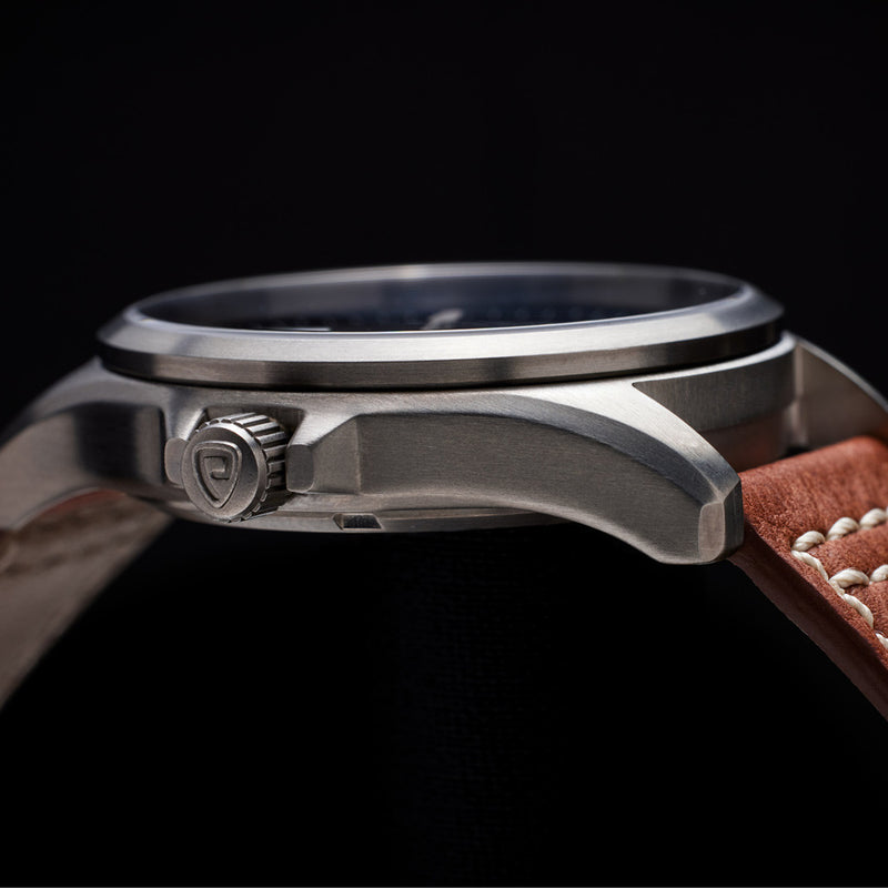 Protek Titanium Field Watch 3000 Series with Tritium T100 Tubes and Ivory Dial #PT3004 crown