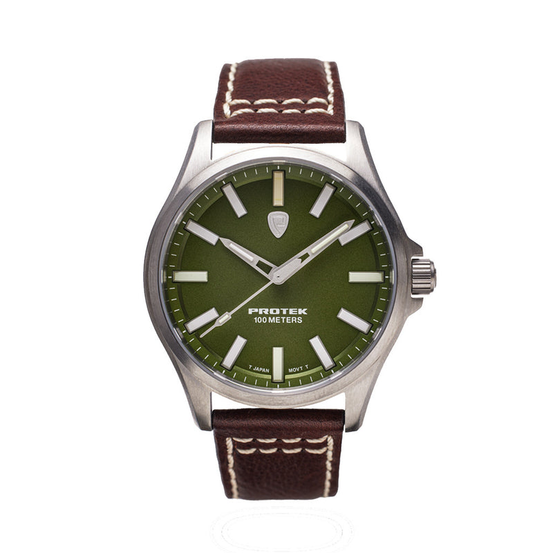 Protek Titanium Field Watch 3000 Series with Tritium T100 Tubes and Green Dial #PT3005