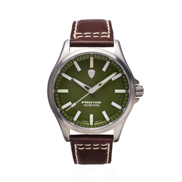 Protek Titanium Field Watch 3000 Series with Tritium T100 Tubes and Green Dial #PT3005