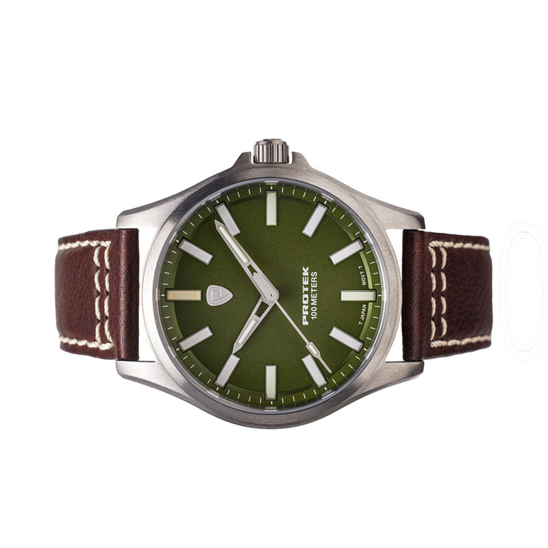 Protek Titanium Field Watch 3000 Series with Tritium T100 Tubes and Green Dial #PT3005 side