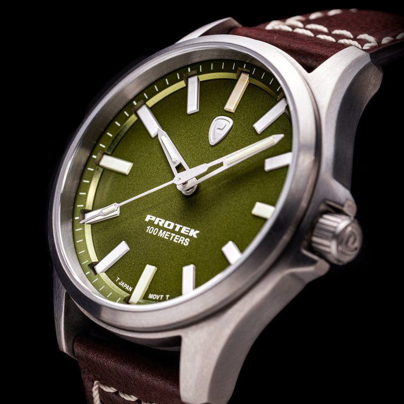 Protek Titanium Field Watch 3000 Series with Tritium T100 Tubes and Green Dial #PT3005 lifestyle