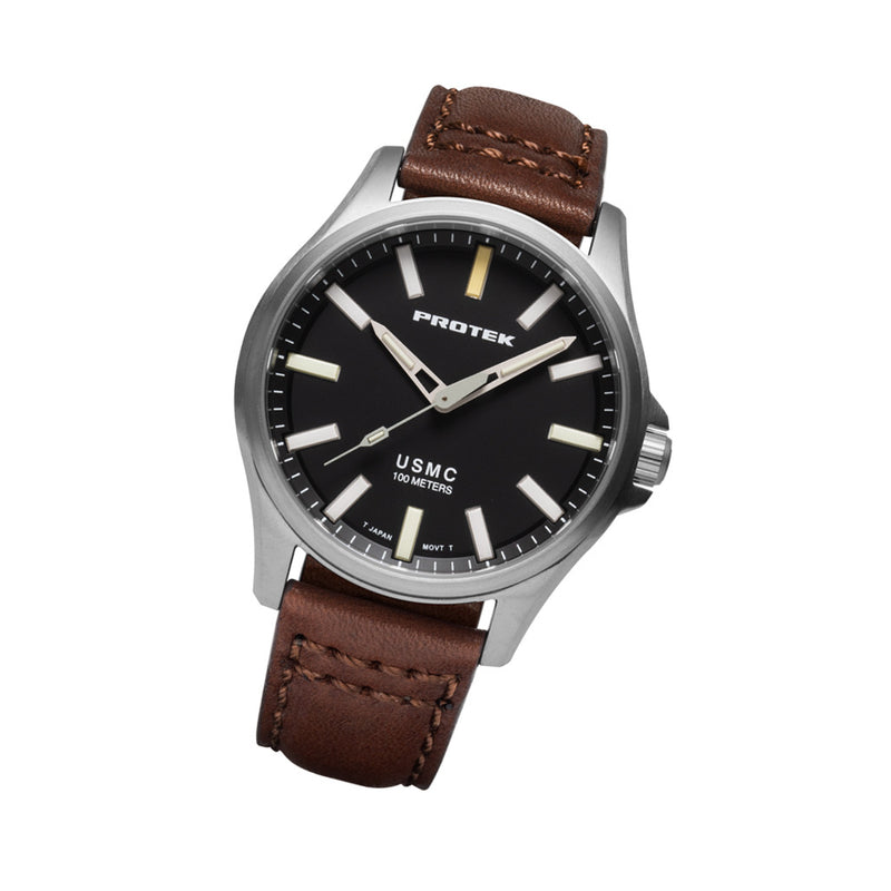 Protek Titanium Field Watch 3100 USMC Series with Tritium T100 Tubes and Black Dial #PT3101