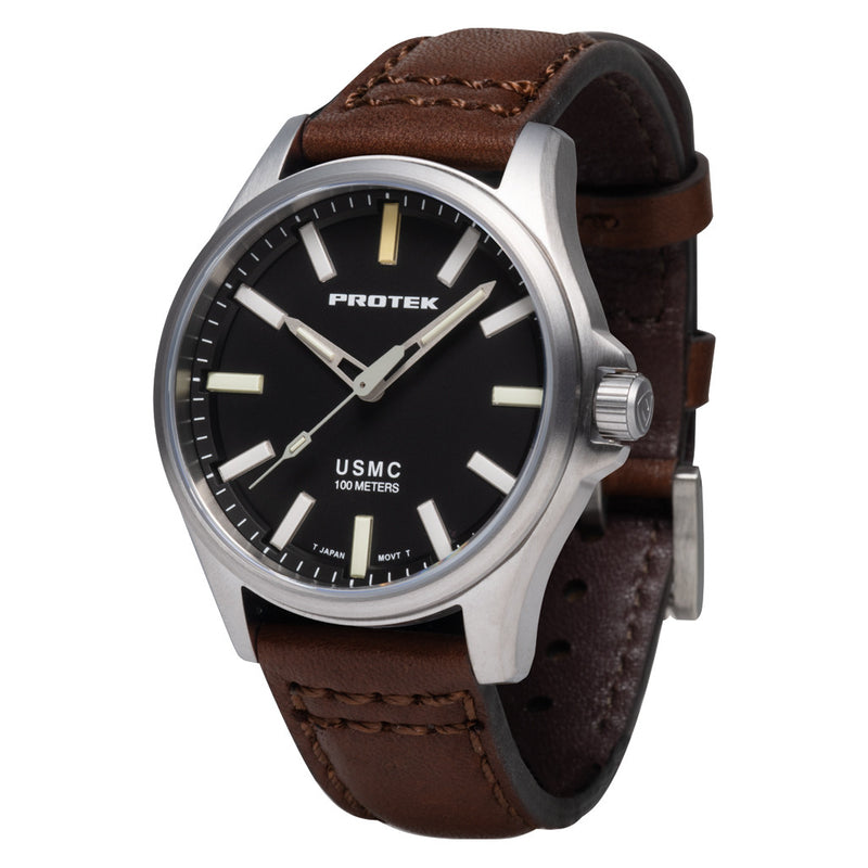 Protek Titanium Field Watch 3100 USMC Series with Tritium T100 Tubes and Black Dial #PT3101