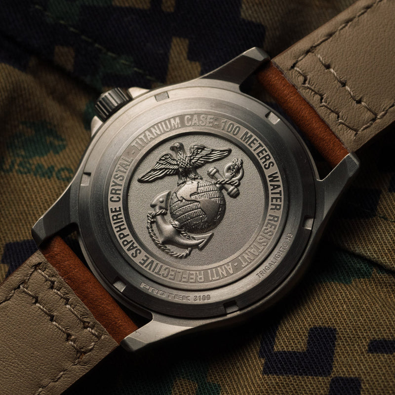 Protek Titanium Field Watch 3100 USMC Series with Tritium T100 Tubes and Black Dial #PT3101