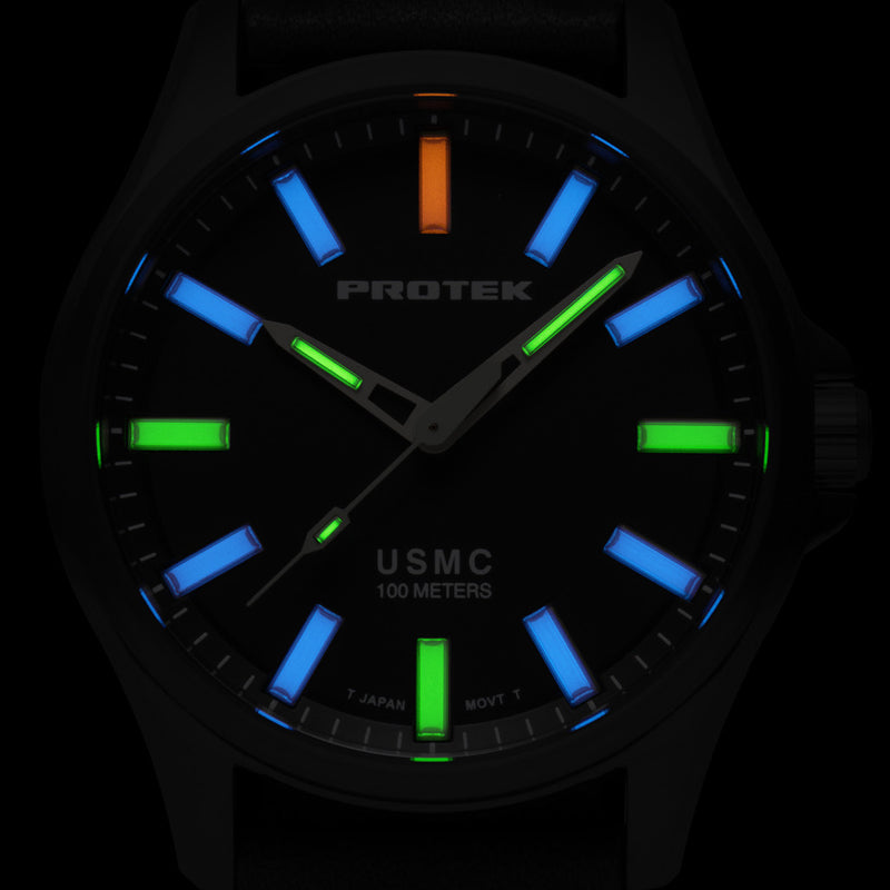 Protek Titanium Field Watch 3100 USMC Series with Tritium T100 Tubes and Black Dial #PT3101