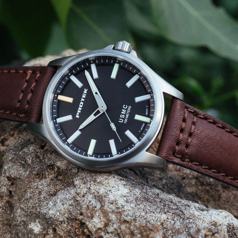 Protek Titanium Field Watch 3100 USMC Series with Tritium T100 Tubes and Black Dial #PT3101