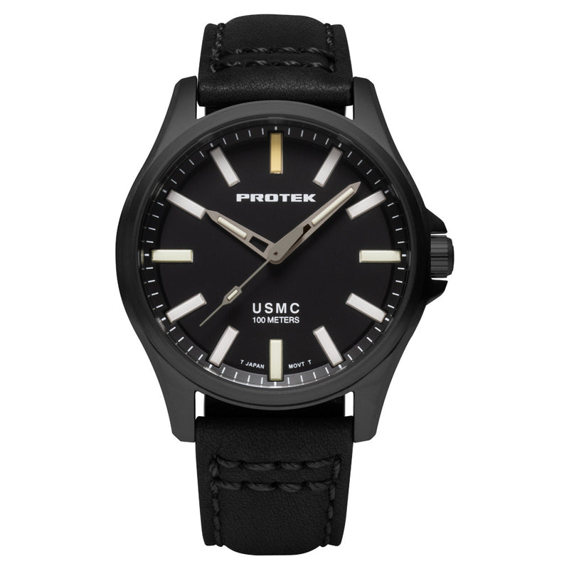 Protek IP Titanium Field Watch 3100 USMC Series with Tritium T100 Tubes and Black Dial #PT3102