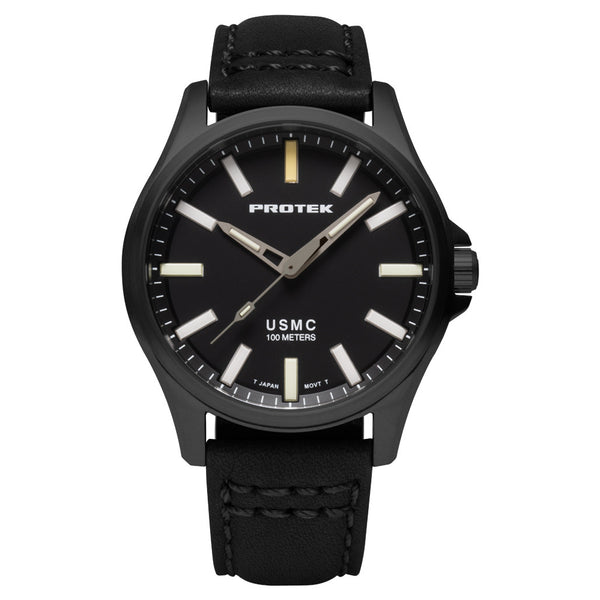 Protek IP Titanium Field Watch 3100 USMC Series with Tritium T100 Tubes and Black Dial #PT3102