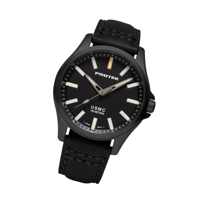 Protek IP Titanium Field Watch 3100 USMC Series with Tritium T100 Tubes and Black Dial #PT3102