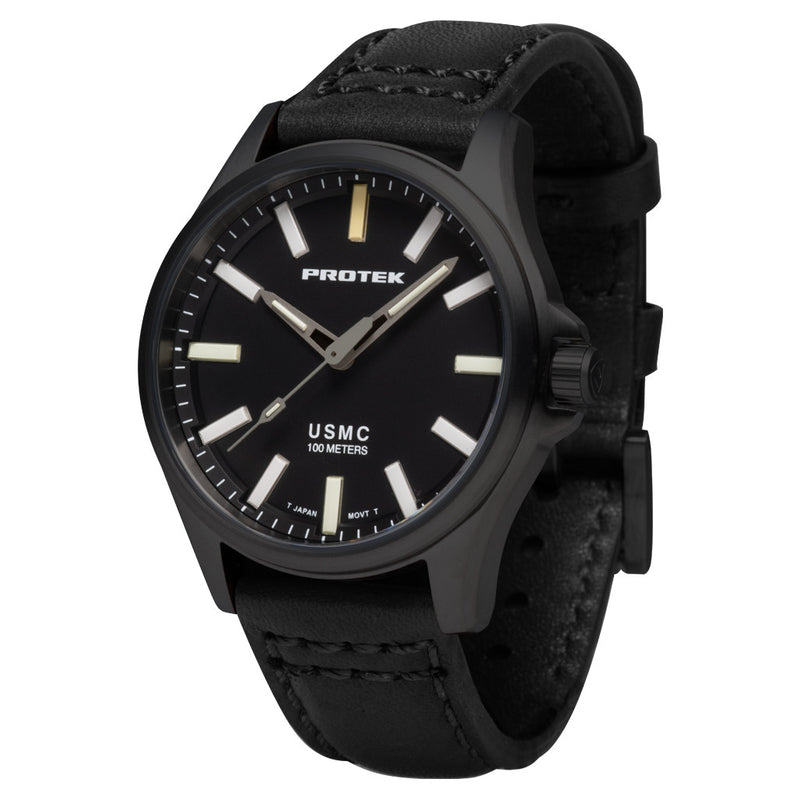 Protek IP Titanium Field Watch 3100 USMC Series with Tritium T100 Tubes and Black Dial #PT3102