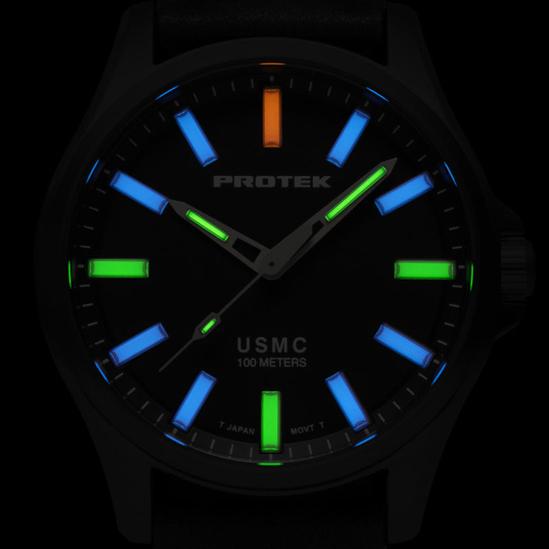 Protek IP Titanium Field Watch 3100 USMC Series with Tritium T100 Tubes and Black Dial #PT3102